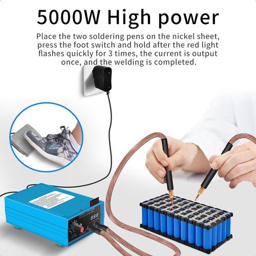 【Kota Tangerang】Mesin Las Portabel Genggam Las Titik 5000W Daya Tinggi dengan Kaki Dapat Dilepas dan Pena Las DIY Pengelasan Baterai 18650 (Peraturan Eropa)