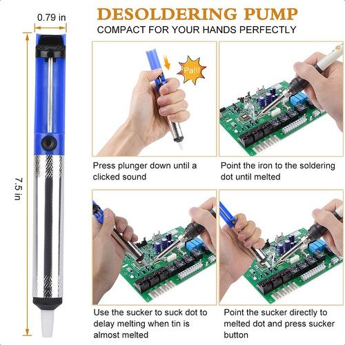 【Kota Tangerang】15pcs Set Solder Listrik Berkualitas 60W 110V 200-450 °C with 5 Tips Adjustable Fast Heating Temperature Murah Paket Penyedot Penghisap Timah Set Kit