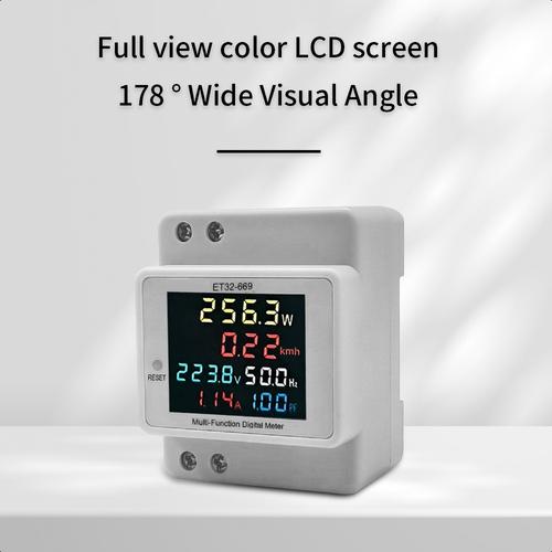 【Kota Tangerang】Meteran Listrik Digital Display Din Rail Single Phase 300V - ET32-669 - White - Meteran listrik pintar