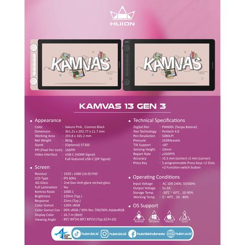 Huion Kamvas 13 Gen 3 Pen Display Tablet | Kamvas13 Gen3