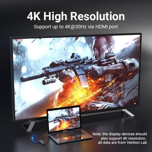 Vention Multi function Hub Adapter USB C to HDMI 8in 1 Docking Station - TOK garansi resmi 2 tahun