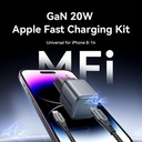 Vention Dash SerIes Kepala Charger GaN5 1C 20W Fast Charging EU With USB C To Lightning MFI Cable 1M - TZ-FEV