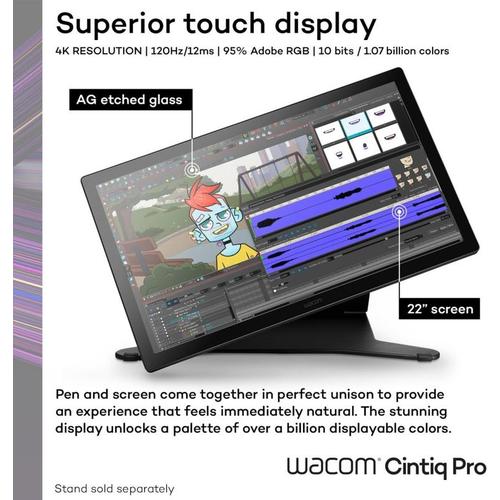 Wacom Cintiq Pro 22 120Hz 4K Pen Display Pantone and Featuring HDR Gamma Support DTH227K0C