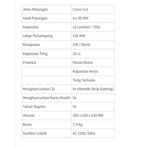 Mesin Penghancur Kertas ZSA 1200 DC / Paper Shredder ZSA 1200DC