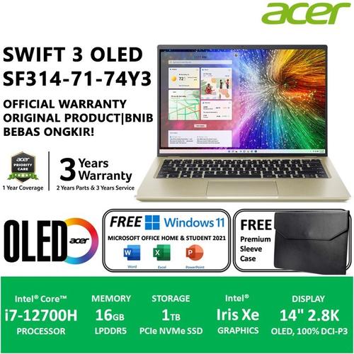 LAPTOP ACER SWIFT 3 OLED SF314-71-74Y3 EVO i712700H 16GB 1TB OLED W11