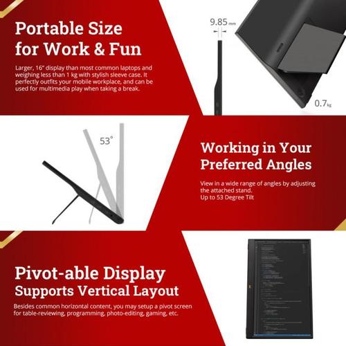 Monitor ViewSonic 15.6" Portable Monitor IPS 60Hz 7ms 1080p USB-C Mini HDMI VA1655