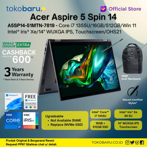 Acer Aspire 5 Spin A5SP14 core I7-1355u 16GB 512 ssd w11 14" TOUCH