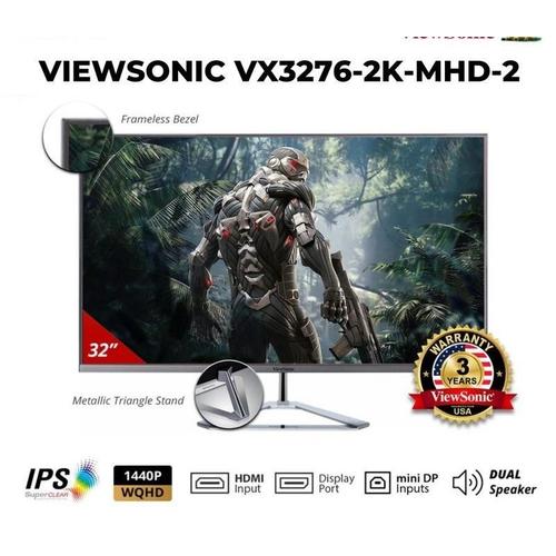 Monitor ViewSonic VX3276-2K-MHD-2 32" Widescreen IPS QHD Entertaiment 1440p Frameless Monitor
