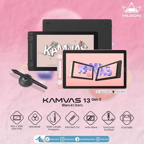 Huion Kamvas 13 Gen 3 Pen Tablet Display 13" FHD 120% sRGB