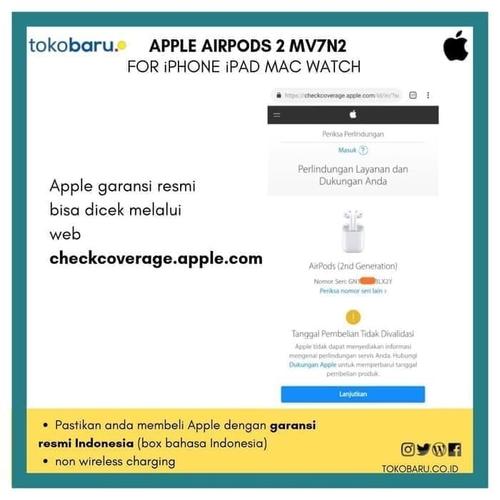 [RESMI GARANSI INDO] Apple Airpod Airpods 2 [MV7N2ID/A] Non Wireless
