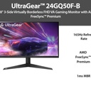 Monitor LG 24GQ50F / 24GQ50F-B UltraGear FHD 1ms 165hz AMD Freesync