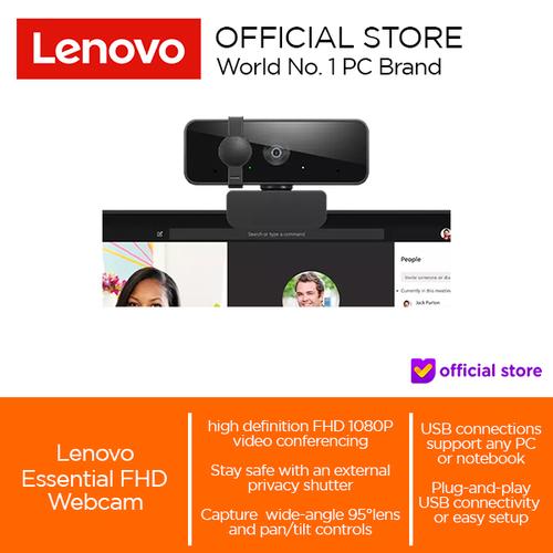 Lenovo FHD Webcam with Full Stereo Dual Built-in mics | FHD 1080P 2.1