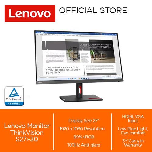 Lenovo Monitor ThinkVision S27i-30 27" IPS 100Hz