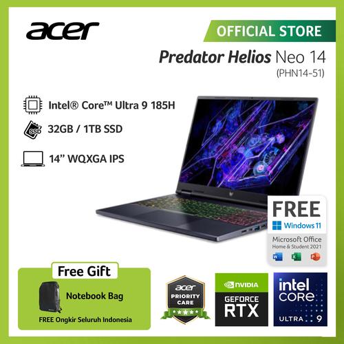 ACER PREDATOR HELIOS NEO 14 PHN14-51-9378 NVIDIA GEFORCE RTX 4060 14" WQXGA INTEL ULTRA 9 185H RAM 32GB STORAGE 1TB SSD WINDOWS 11