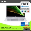 ACER A514-54-71B9 [14"FHD/i7-1165G7/8GB/512GB/W11+OHS/BLK]NX.A27SN.008