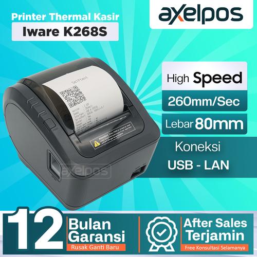 Printer Thermal Kasir 80mm Auto Cutter Iware K268S USB - SERIAL - LAN