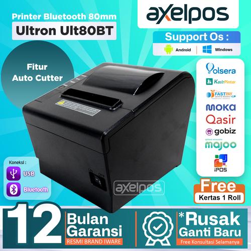Printer Bluetooth Ultron Ult-80BT Auto cutter koneksi Bluetooth - Usb