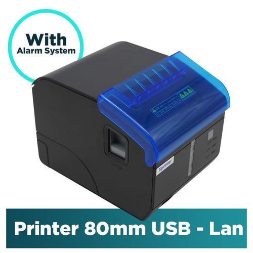 Paket Alat mesin Kasir Xprinter Printer thermal Kasir 80mm Usb Lan Auto Cutter With Alarm Sistem - Cash Drawer 4 slot - Free kertas 5 roll Support Aplikasi Esb , Accurate pos Dll