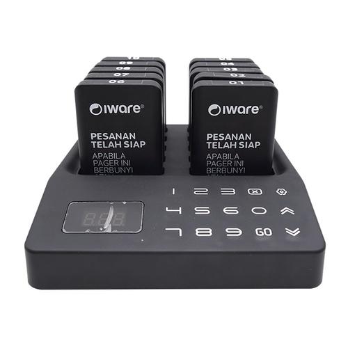 Wireless Calling System Restaurant Pager - Mesin Antrian Alarm Cafe Iware Q10M