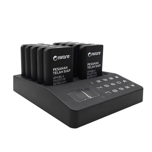 Wireless Calling System Restaurant Pager - Mesin Antrian Alarm Cafe Iware Q10M