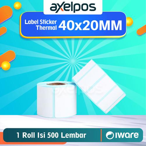LABEL STIKER BARCODE KERTAS STICKER THERMAL 40x20MM ISI 500 LEMBAR