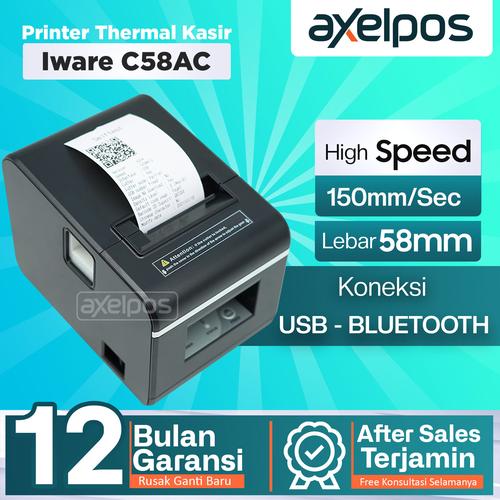 Printer Thermal Kasir 58mm Auto Cutter Iware C58AC Usb Bluetooth