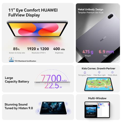HUAWEI MatePad SE 11" Tablet [6+128GB] | 2K Eye Comfort Display | 7700mAh | Metal Unibody