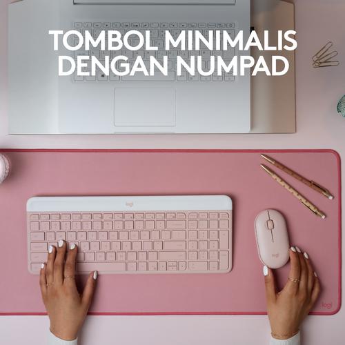 Logitech MK470 Combo Keyboard dan Mouse Wireless Slim - Rose