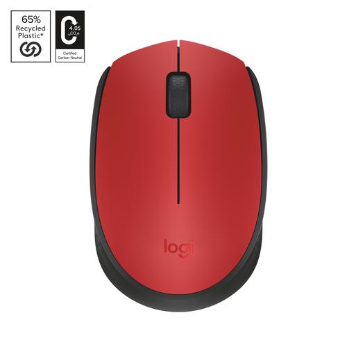 Logitech M171 Mouse Wireless untuk Windows, Mac, ChromeOS - Red