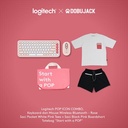 Logitech POP ICON COMBO Keyboard dan Mouse Bluetooth Rose X Dobujack Saci Pocket White Pink Tees + Saci Black Pink Boardshort Exclusive Bundle