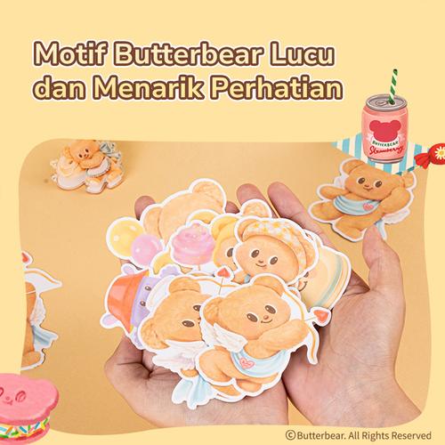 Deli x Butterbear Sticker Beruang Lucu Tahan Air Mudah Menempel Motif HY210