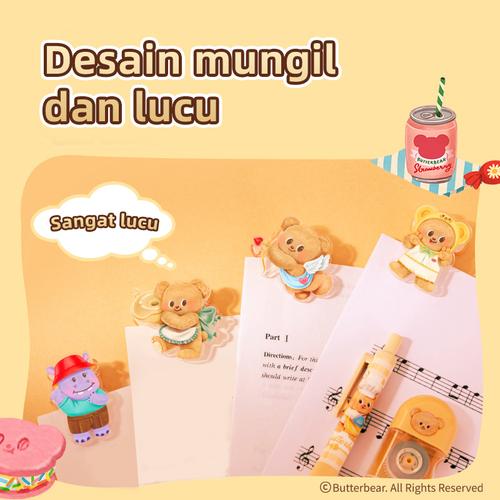 Deli x Butterbear Jepitan Kertas / Binder Clip Akrilik Motif Lucu HY401