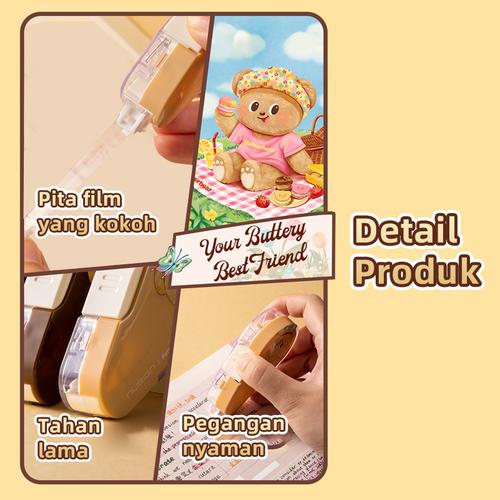 Deli x Butterbear Pita Koreksi / Correction Tape 6meter Tahan Lama NS161