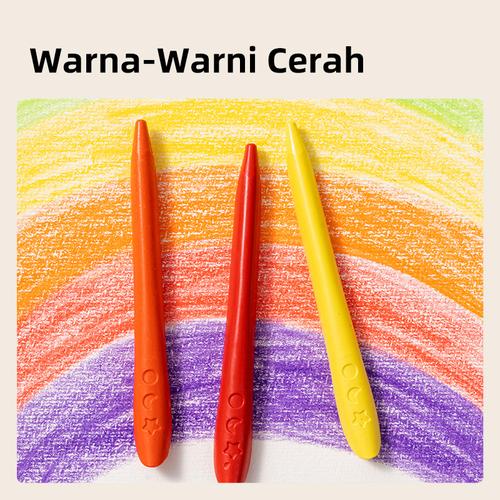 Deli Krayon Lilin / Wax Crayon Tidak Kotor ditangan Triangular Grip HM730