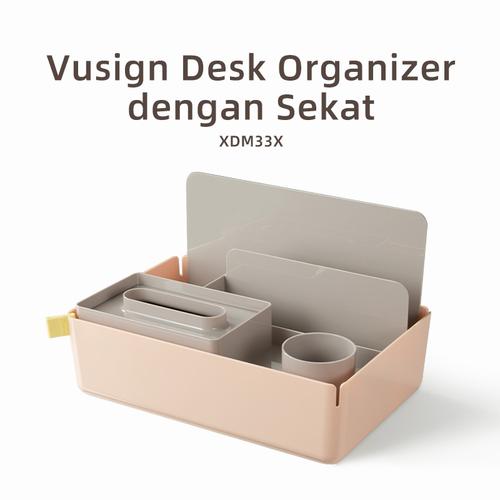 Vusign Kotak Penyimpanan Desktop / Desktop Storage Box Hijau - Pink - Abu XDM33