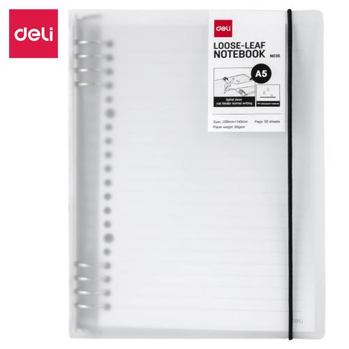 Deli Loose-leaf Notebook Binder Buku Catatan A5 60 Lembar 8 Ring EN036