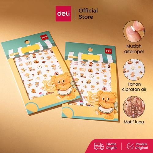 Deli x Butterbear Sticker Lucu Tahan Air Mudah Menempel Motif HY210