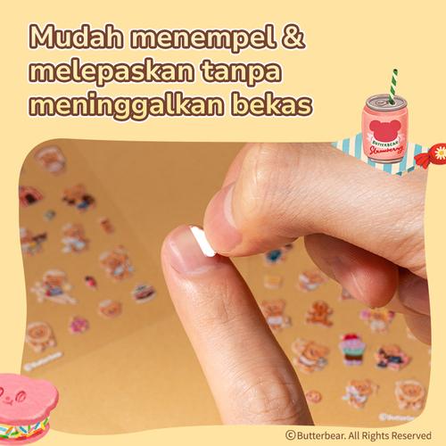 Deli x Butterbear Sticker Lucu Tahan Air Mudah Menempel Motif HY210
