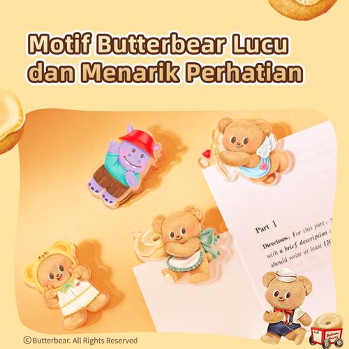 Deli x Butterbear Jepitan Kertas / Binder Clip Akrilik Motif Lucu HY401