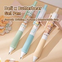 Deli x Butterbear Gel Pen 0.5mm Tinta Hitam Nyaman digenggam HY00*