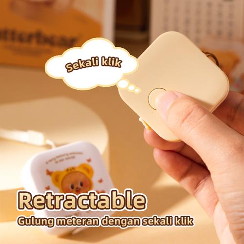 Deli x Butterbear Meteran Mini 1.5meter / Measuring Tape Kunci Otomatis HY410