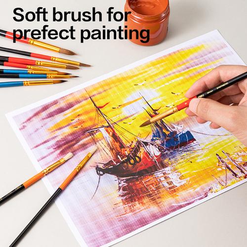Deli Kuas Lukis Isi 10 /  Flat and Rounded Brush Lembut dan Halus EC407