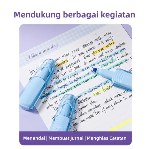 Deli Penanda / Highlighter 5mm Warna Biru Lembut Tidak Mudah Luntur SK400