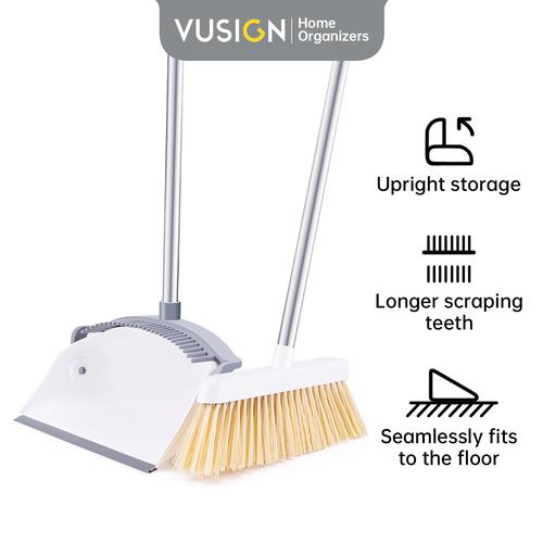 Vusign Broom Set Dustpan / Set Sapu Pengki Putih Dapat Dilipat VS1005