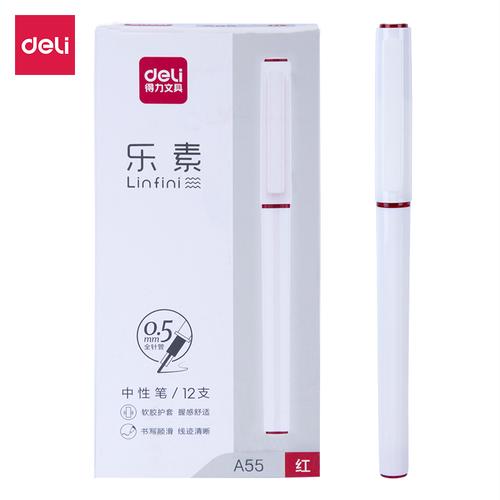 Deli Gel Pen / Pulpen Gel 0.5mm Tinta Merah Desain Elegan Halus A55