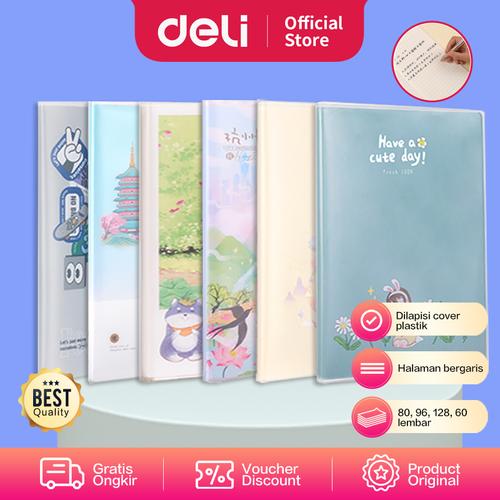 Deli PVC Cover Notebook/Buku Catatan A5 80 Halaman Cover Plastik T1680