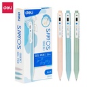 Deli Retracable Gel Pen/Pulpen Gel Pastel 0.5mm Tinta Hitam Biru EG58