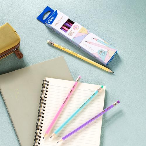 Deli Graphite Pencil / Pensil Kayu HB 12pcs Pastel Penghapus EC025-HB
