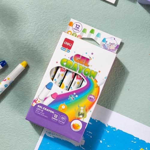 Deli Gel Crayon / Krayon 12 24 Warna Tidak Mengotori Tangan EC211