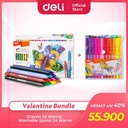 Deli Bundle Edisi Valentine / Crayon 24C, Spidol 24 Warna VAL2022-10